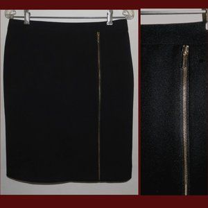 Calvin Klein pencil skirt 8 Black Exposed front zipper Lined Straight  4-season